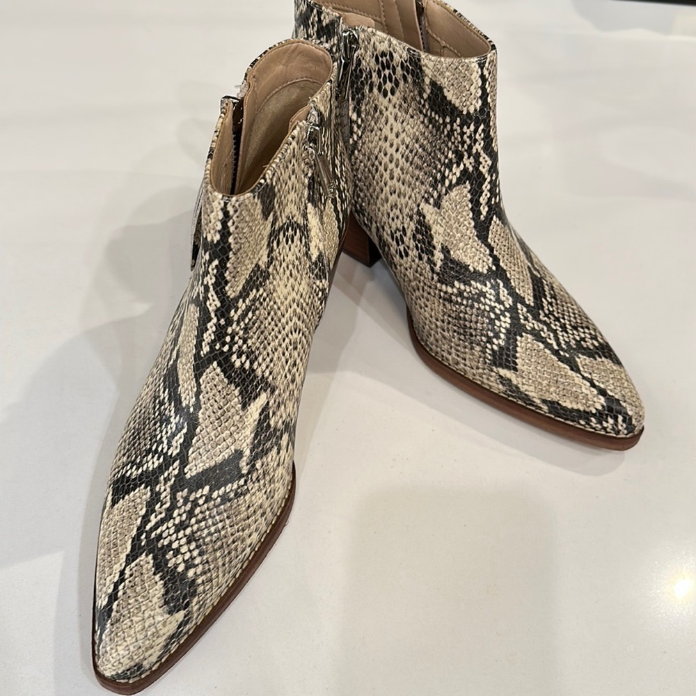 Sam Edelman snake print booties.